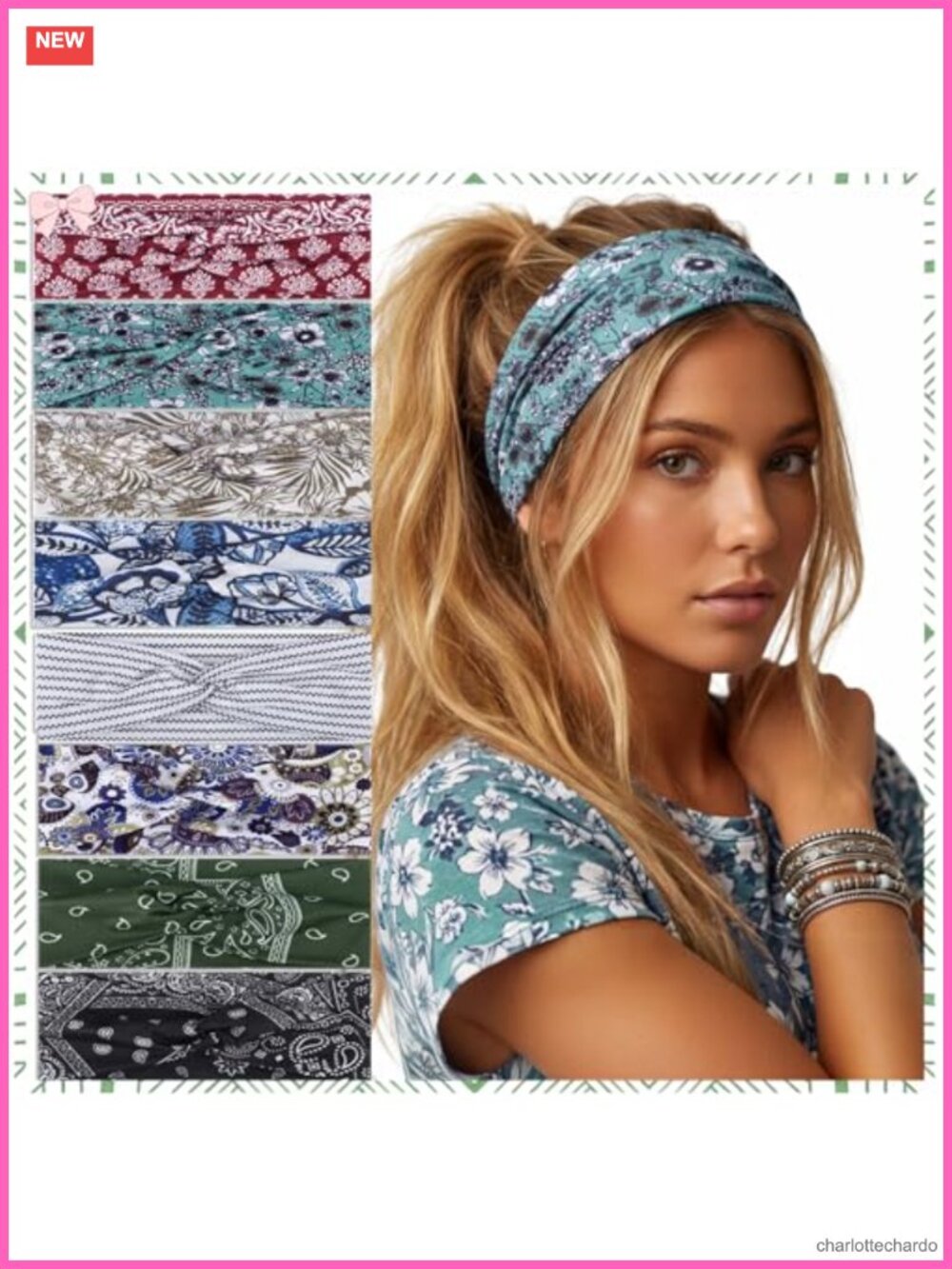 8 Pack Boho Knotted Headbands Polyester Spandex Wide Non-Slip Hair Accessories